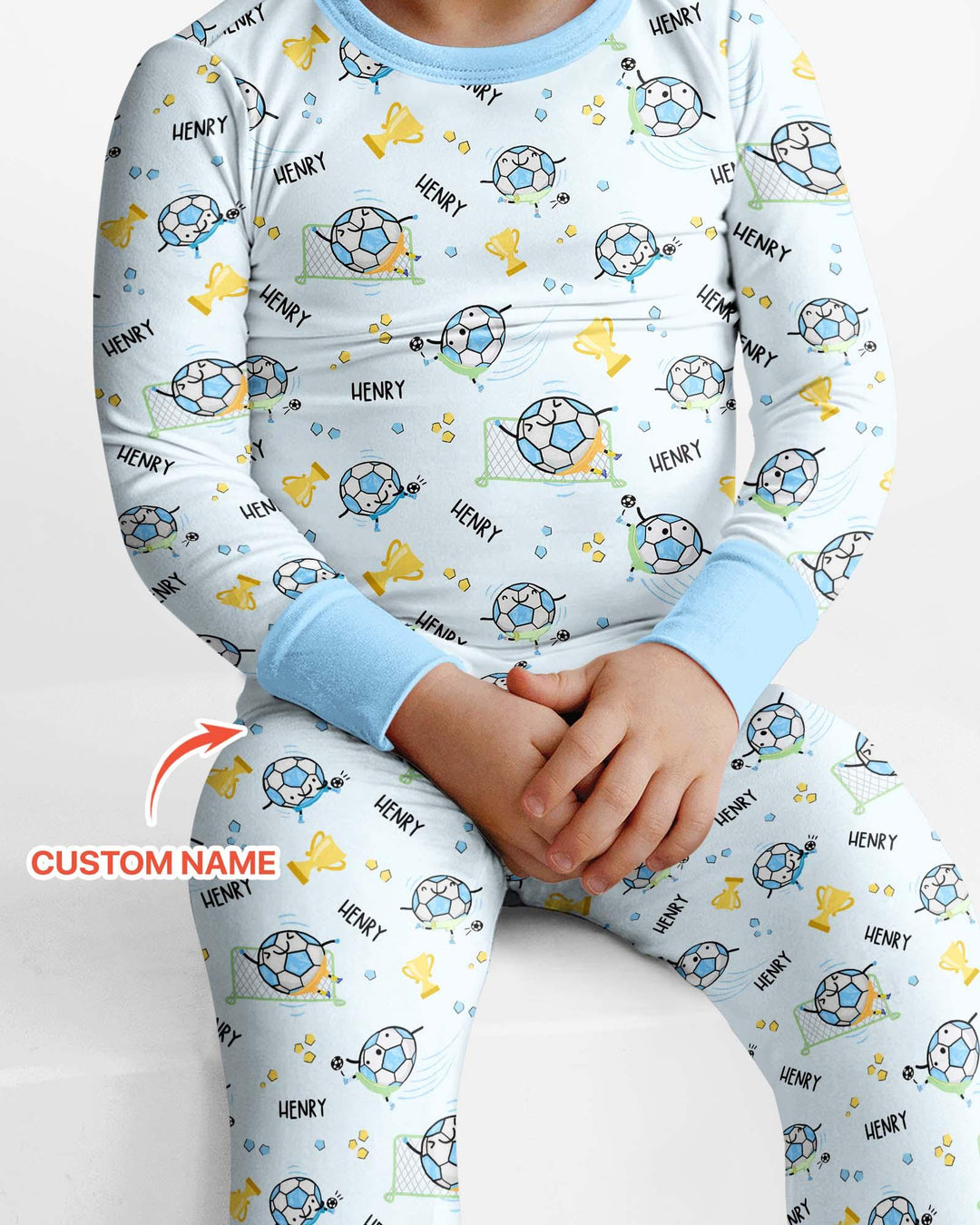 Custom Name Soccer Dad Team Matching Two Piece Long Sleeve Pajama Set