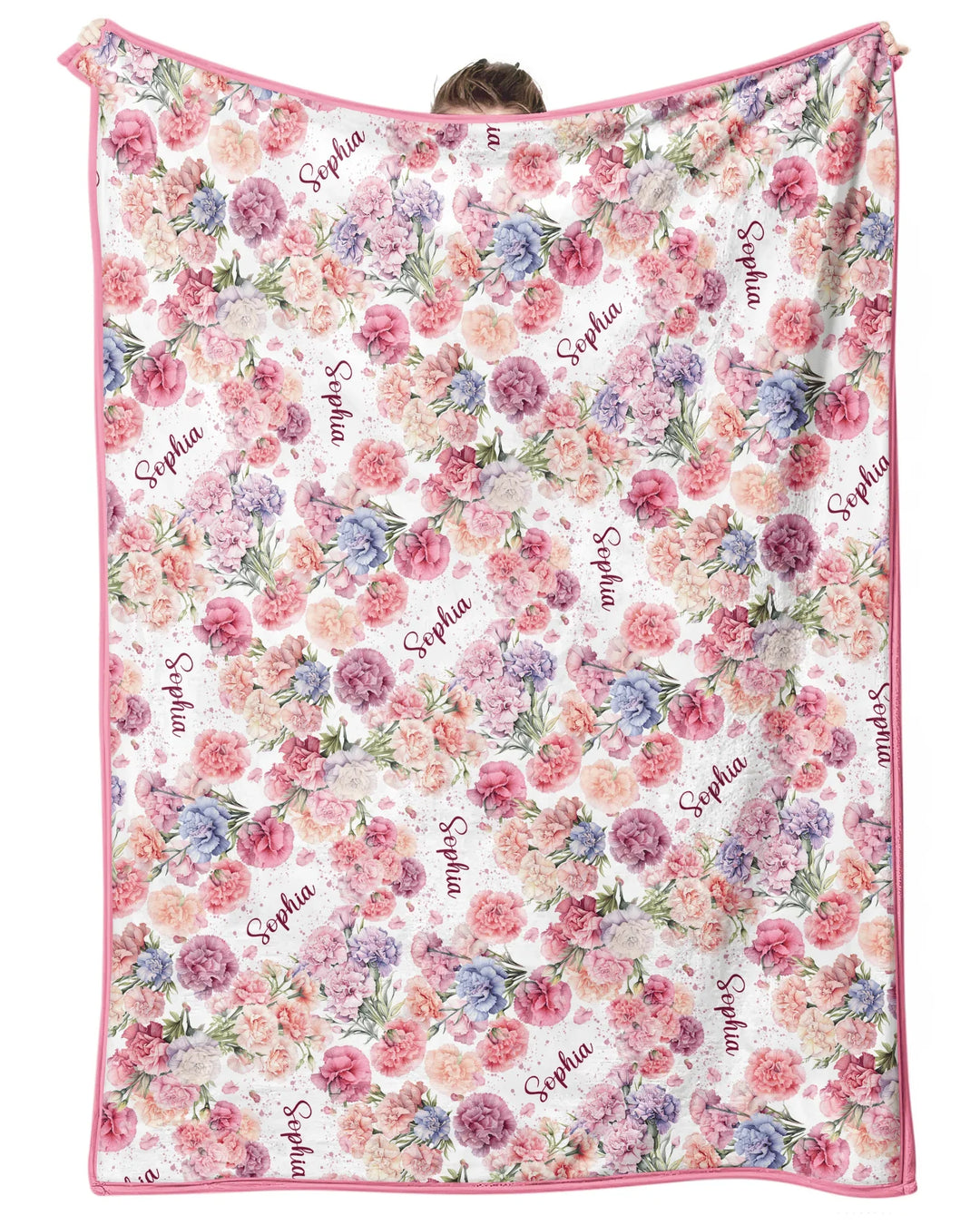 Custom Name Birth Month Flowers Bamboo Blanket
