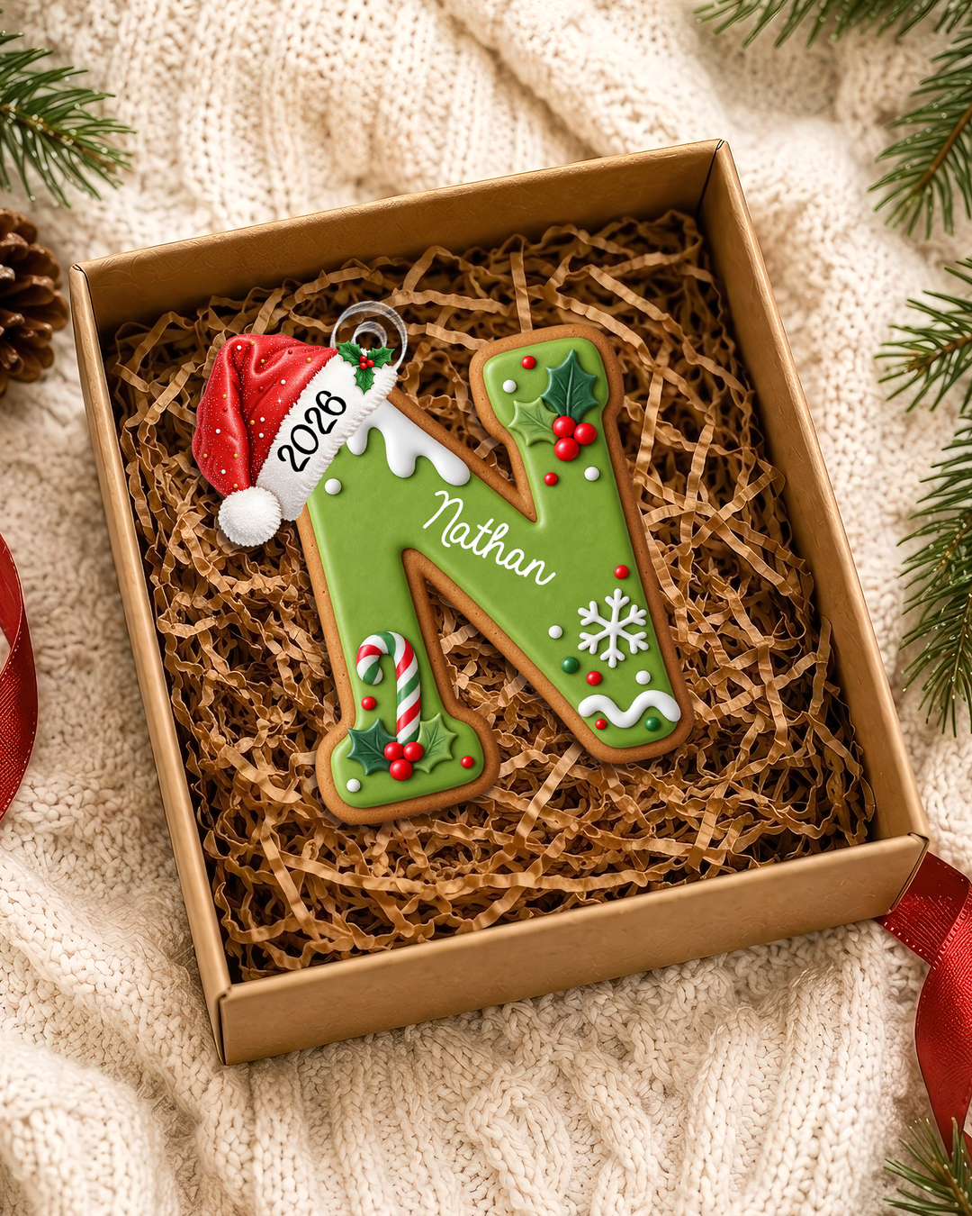 Personalized Gingerbread Letter Acrylic Ornament