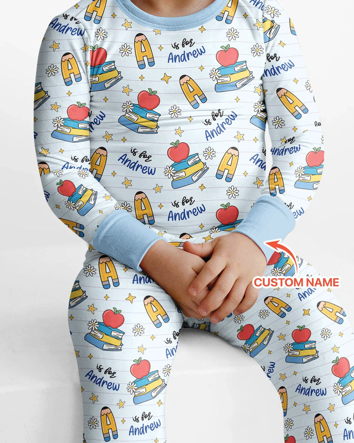 First Day of School Bamboo Two Piece Long Sleeve Pajama Set