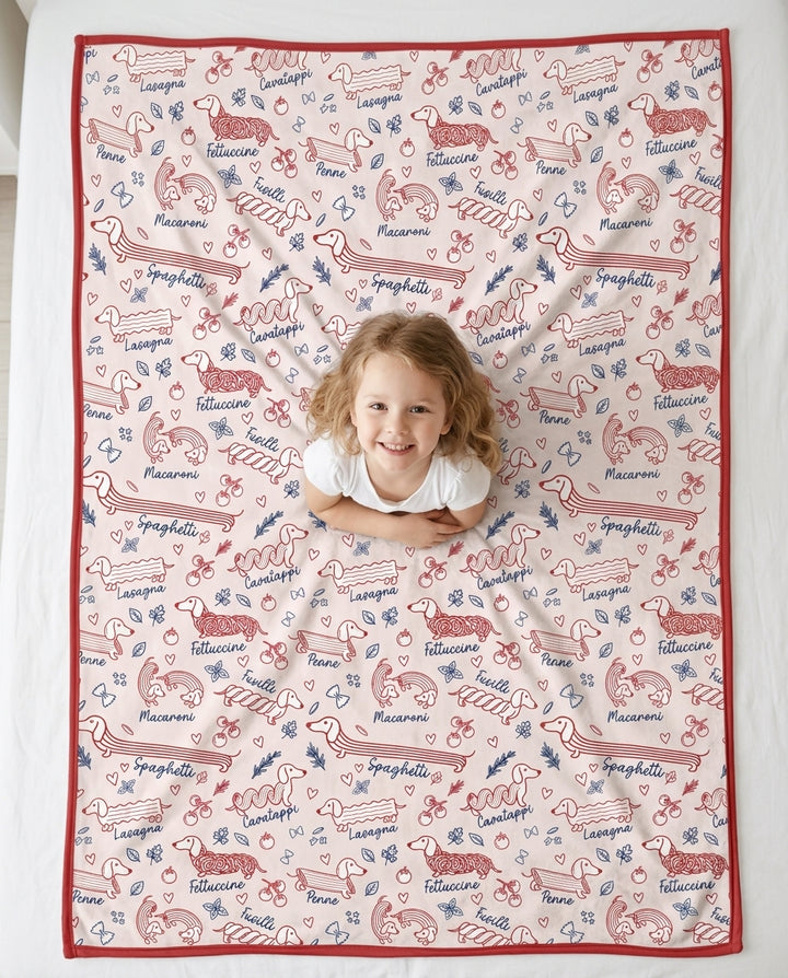 Funny Dachshund Pasta Pups Bamboo Blanket