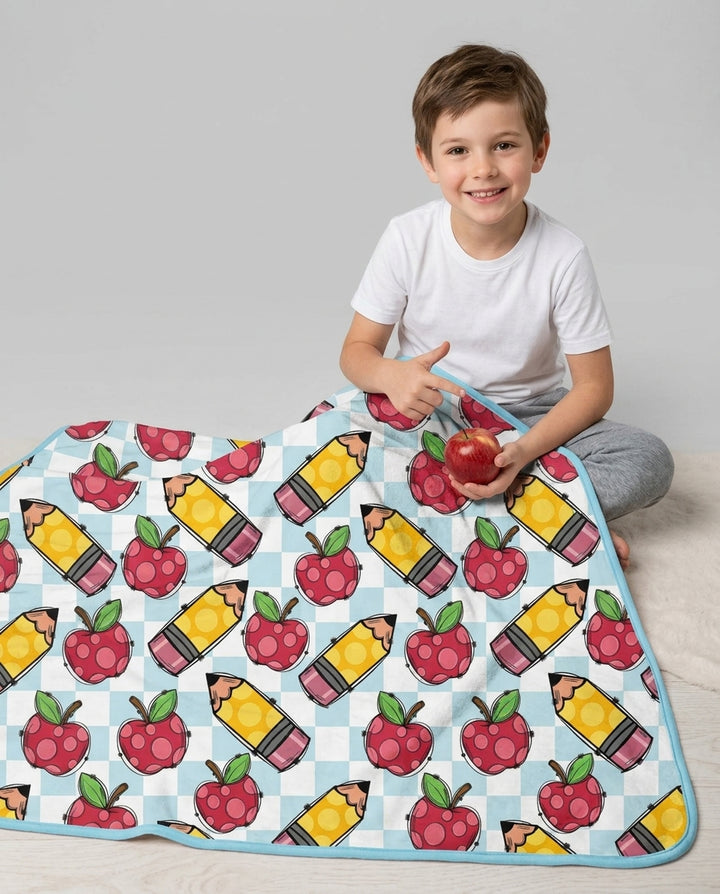 Checkered Apple Scribbles Bamboo Blanket