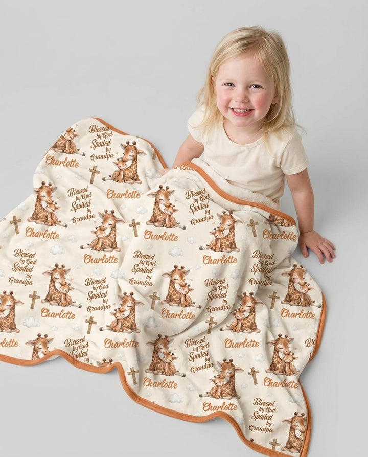 Custom Name Blessed By God Spoiled By Grandma Bamboo Blanket