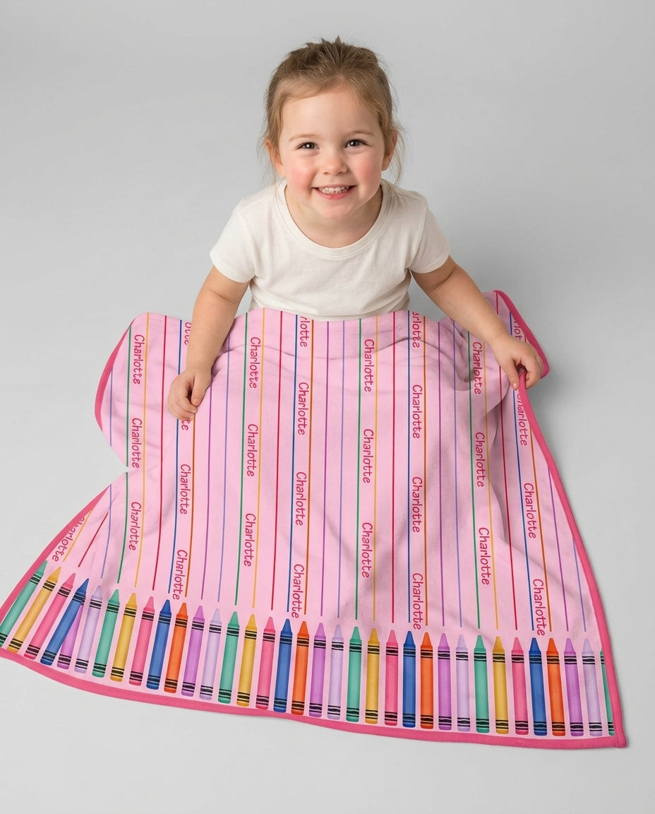 Custom Name Crayon Lines Bamboo Blanket
