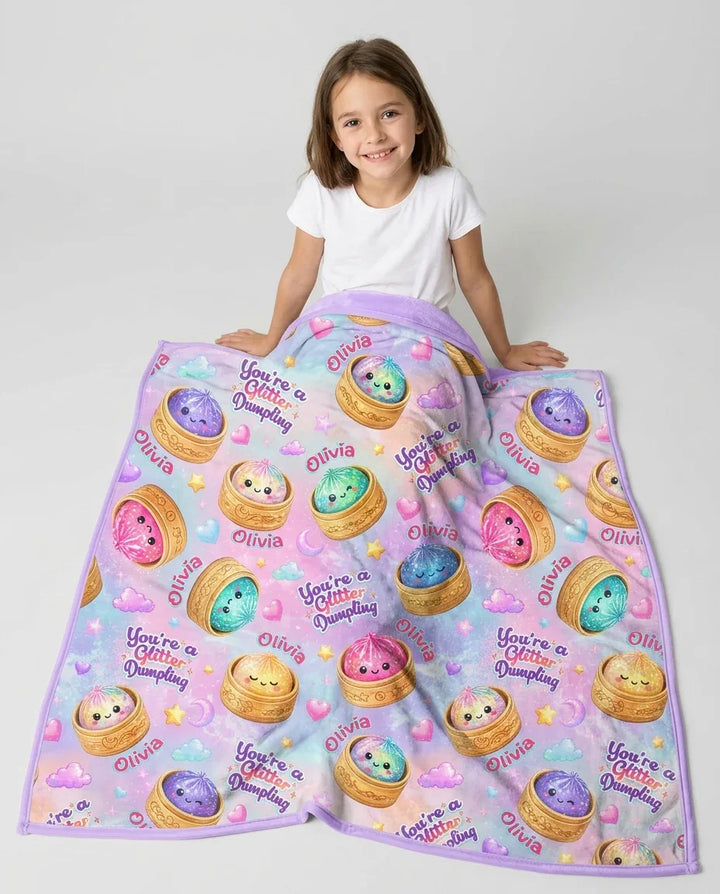 Custom Name You're A Glitter Dumpling Bamboo Blanket