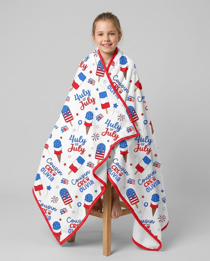 Custom Name 4th of July Cousin Crew Bamboo Blanket