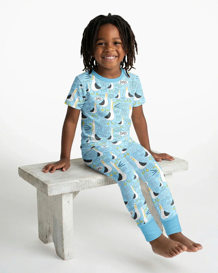Funny Seagull DAD Bamboo Two Piece Short Sleeve Pajama Set