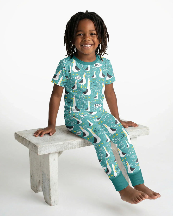 Funny Seagull DAD Bamboo Two Piece Short Sleeve Pajama Set
