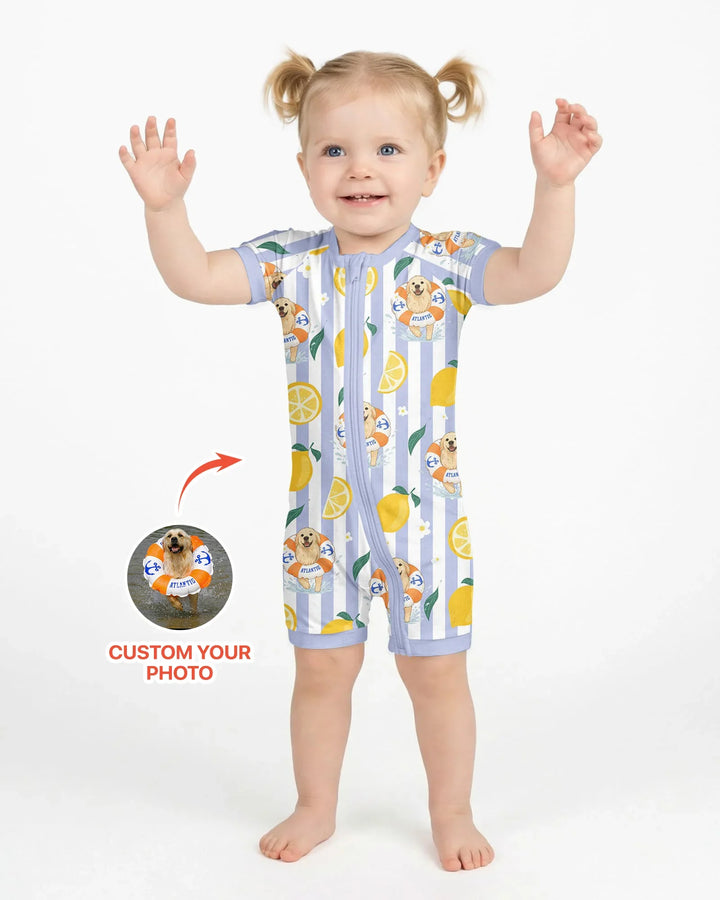 Custom Image Summer Lemon Bamboo Shorty Zippy