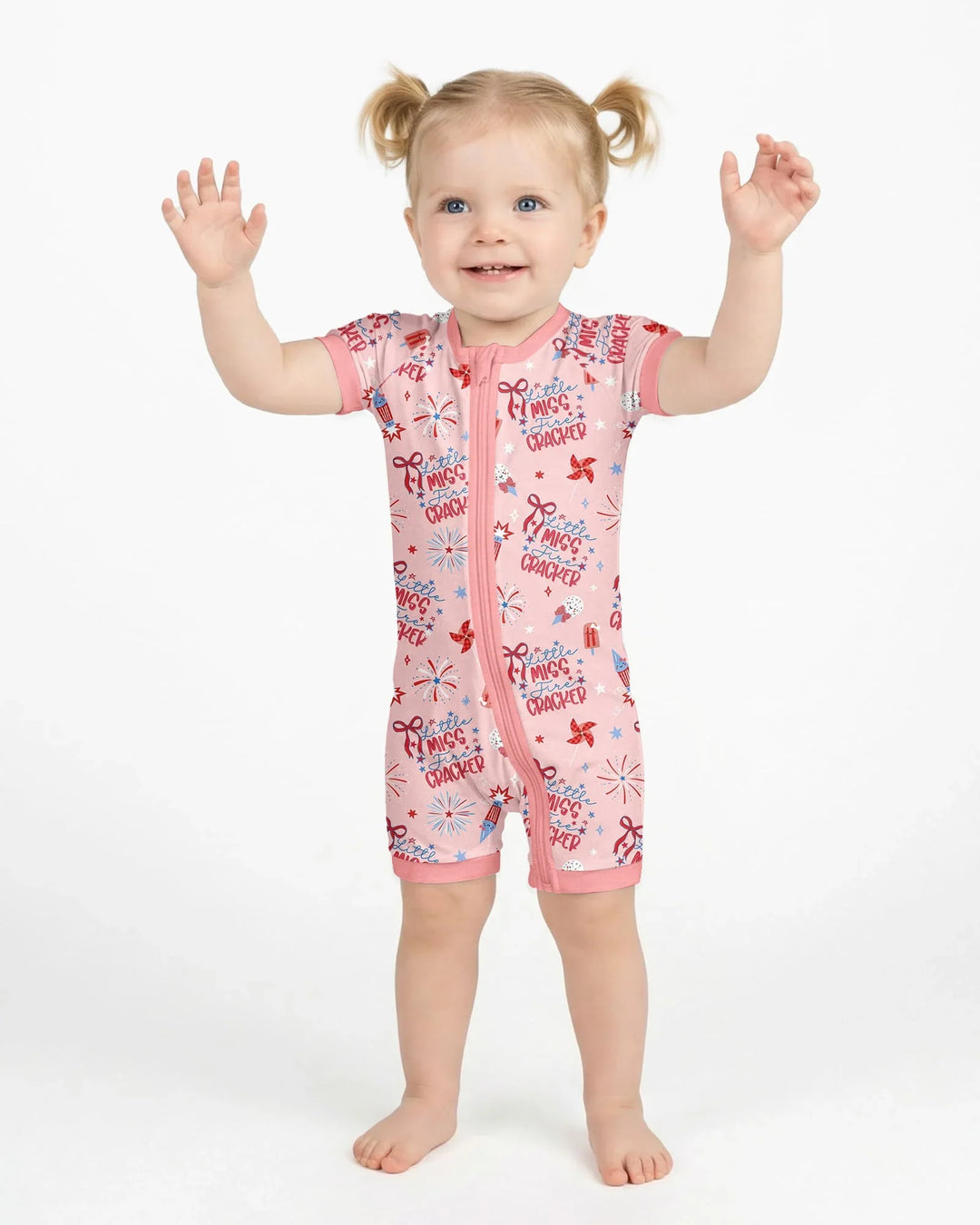 Little Miss Firecracker 4th July Bamboo Shorty Zippy