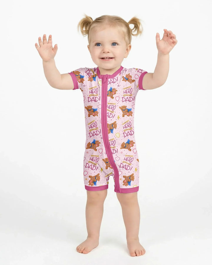 I Have A Hero Daddy & Me Matching Bamboo Shorty Zippy