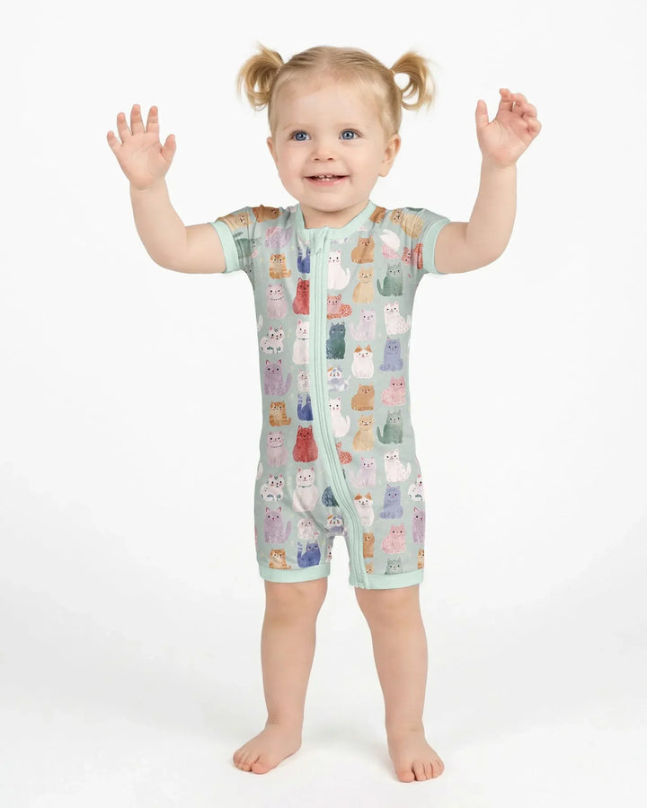 Enchanted Happy Kitty Family Matching Bamboo Shorty Zippy