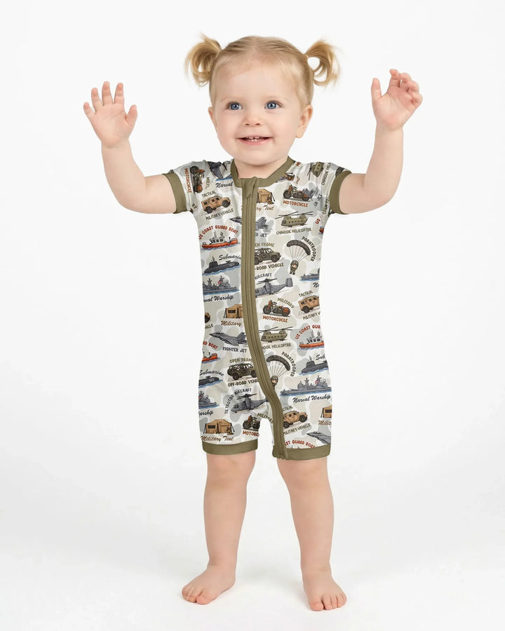Little Hero Military Family Matching Bamboo Shorty Zippy