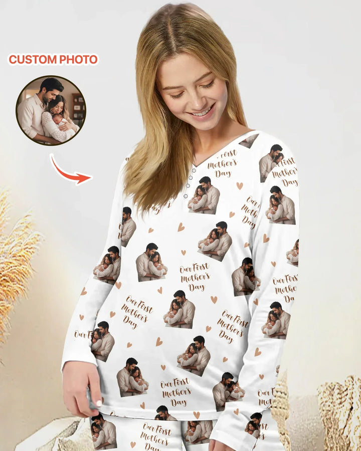 Custom Photo Our First as Parents Bamboo Women Pajama Set