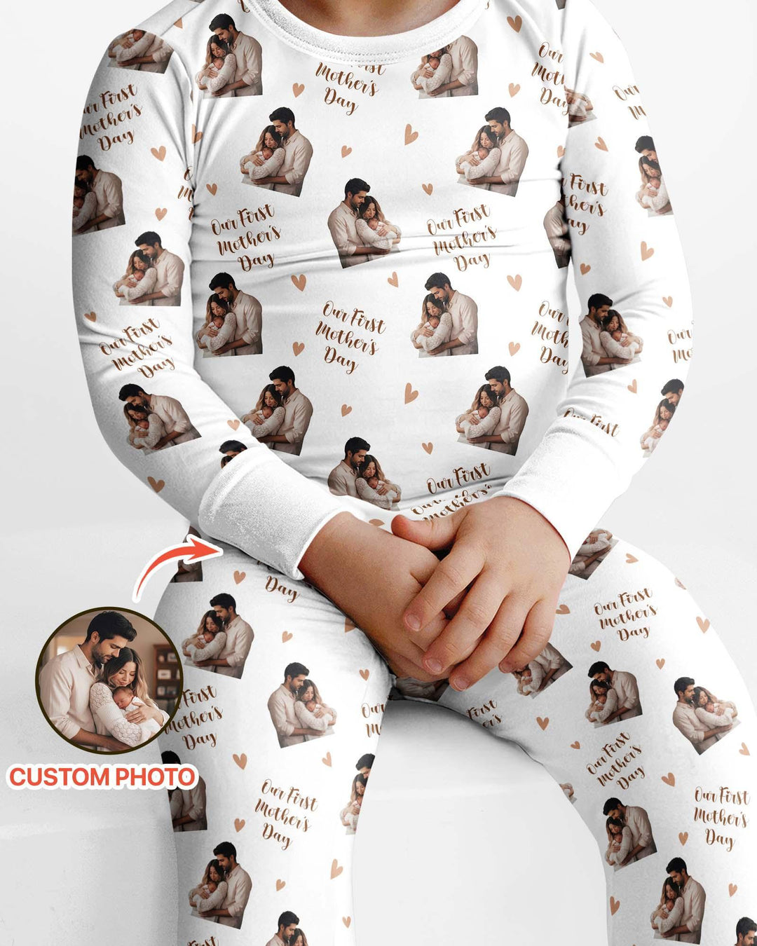 Custom Photo Our First as Parents Bamboo Two Piece Long Sleeve Pajama Set