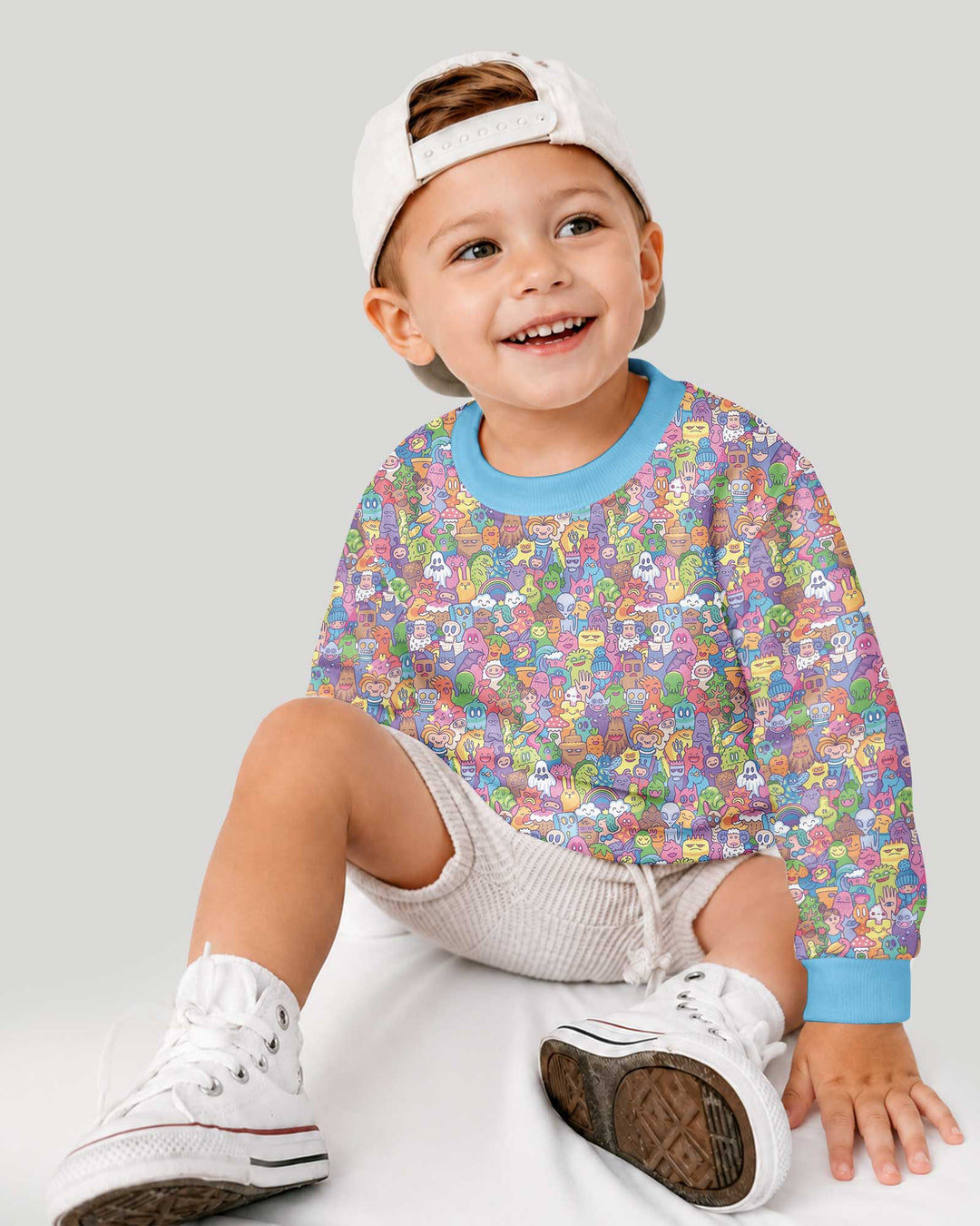 Doodle Characters Pastel Bamboo Crewneck Sweatshirt