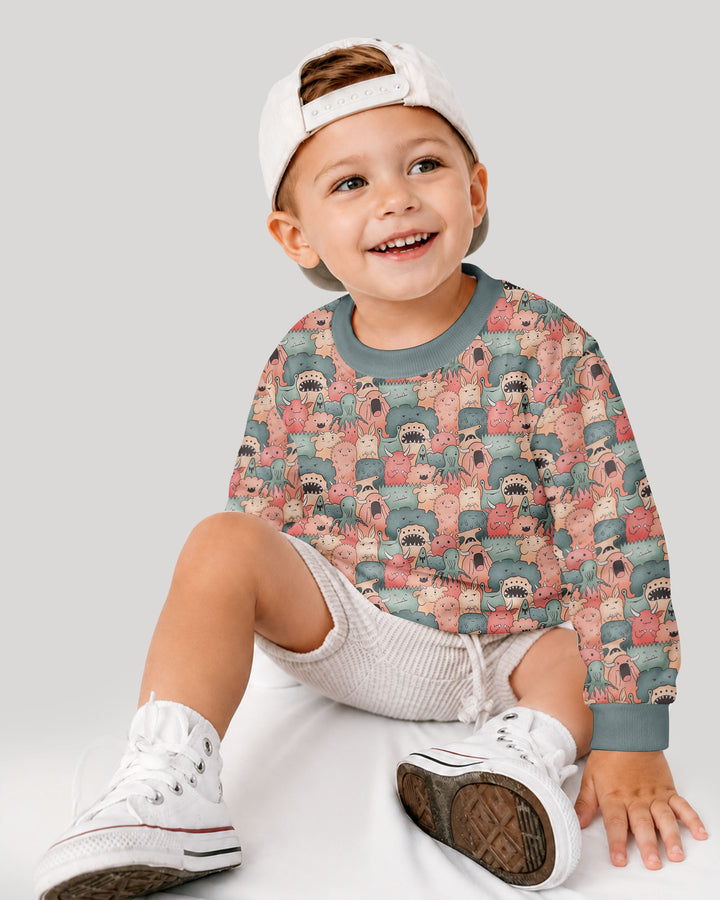 Cute Monster Crowd Bamboo Crewneck Sweatshirt