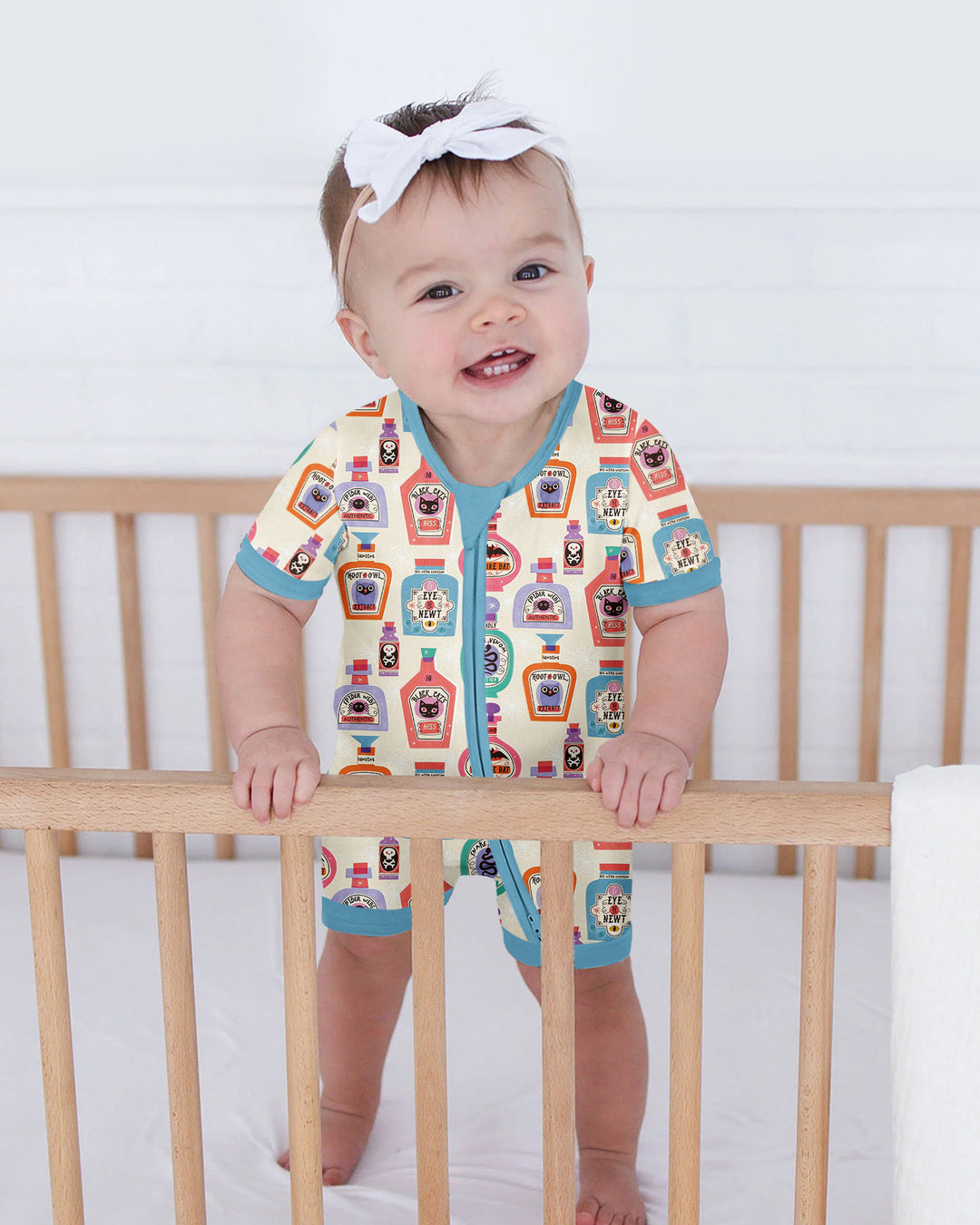 Retro Halloween Potions Bamboo Shorty Zippy