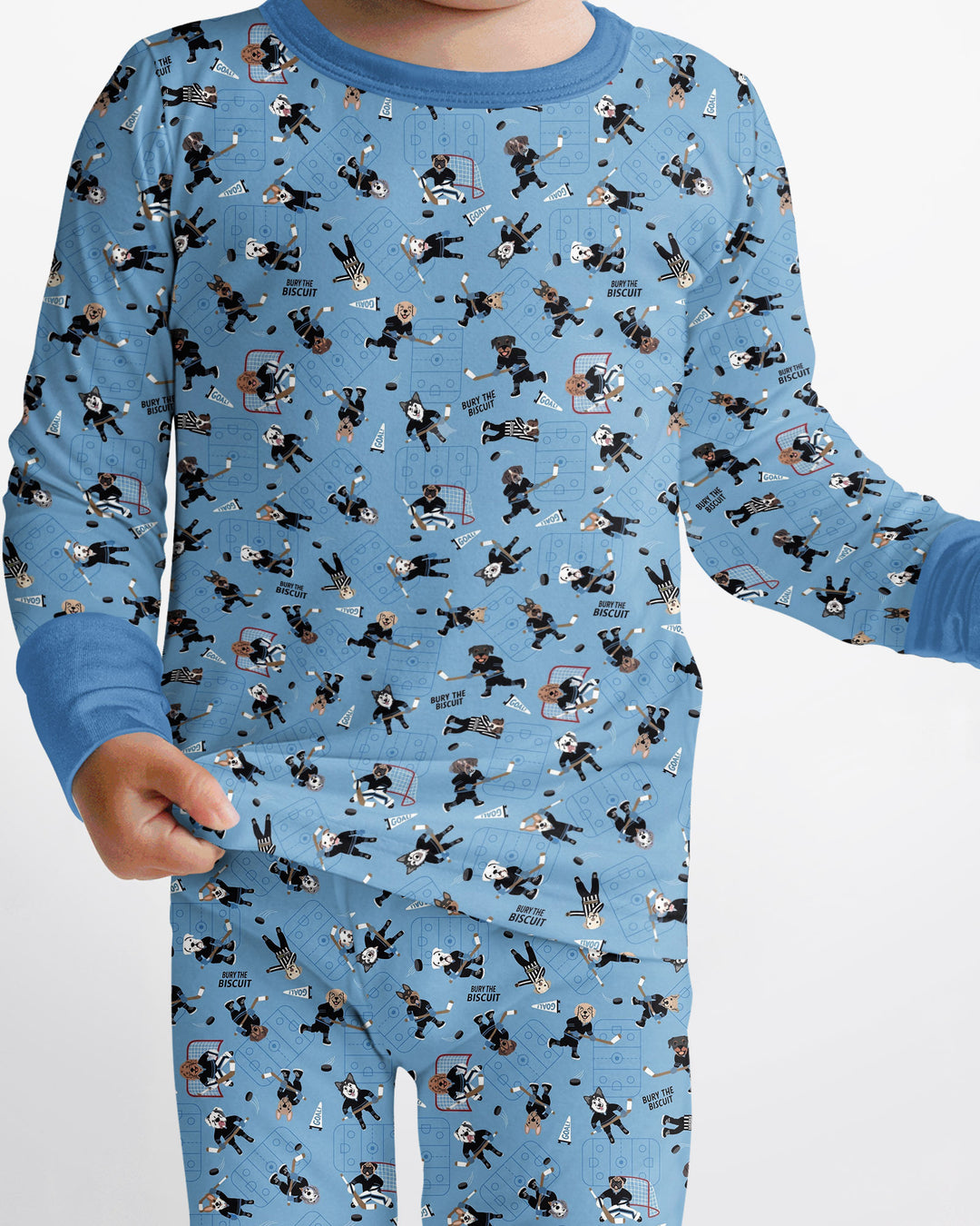 Hockey Dogs - Blue and Black Bamboo Two Piece Long Sleeve Pajama Set