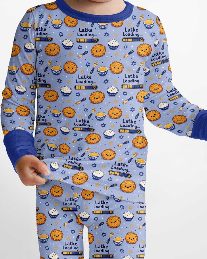 Latke For Hanukkah Bamboo Two Piece Long Sleeve Pajama Set
