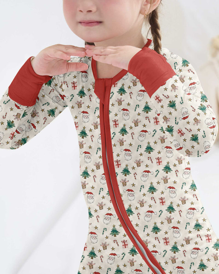 Vintage Santa Christmas Doodles Bamboo Convertible Zippy