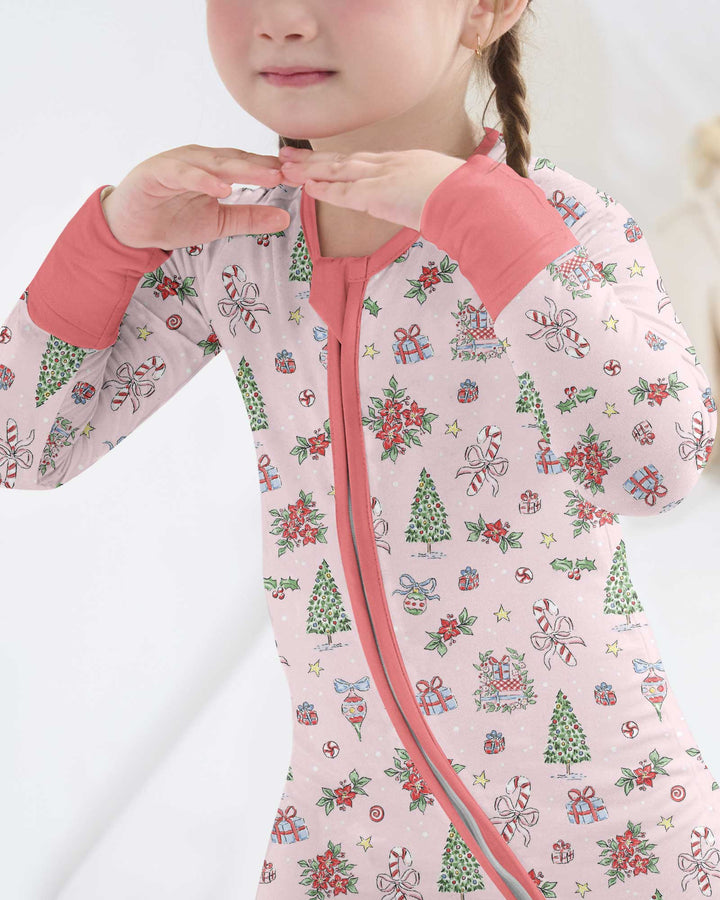 Watercolor Pink Christmas Holidays Christmas Tree Gifts Candy Cane Bamboo Convertible Zippy