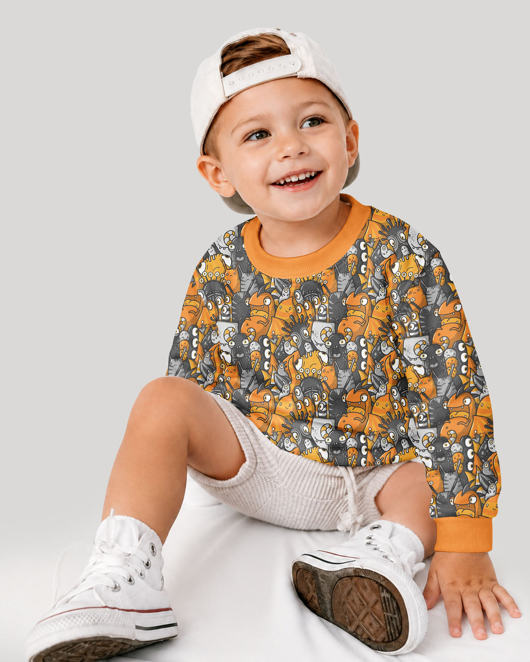 Colorful Doodle Monster Friends Bamboo Crewneck Sweatshirt