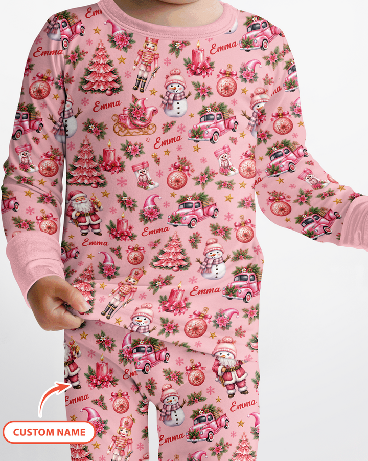Christmas Tree Pinky Bamboo Two Piece Long Sleeve Pajama Set