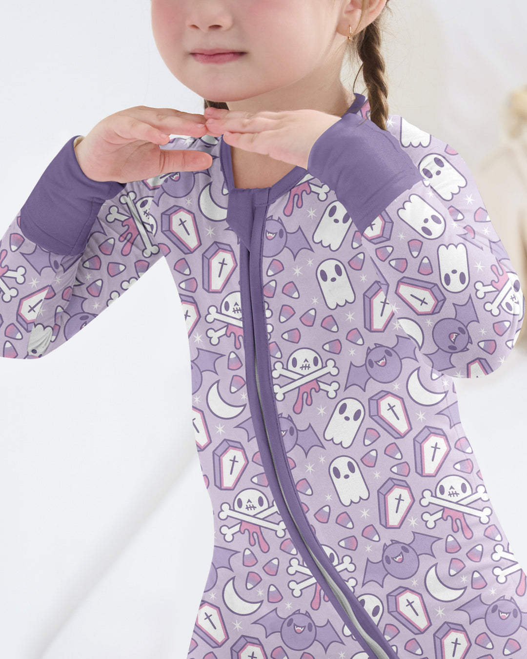 Cute Ghost Halloween Pastel Purple Spooky Bamboo Convertible Zippy