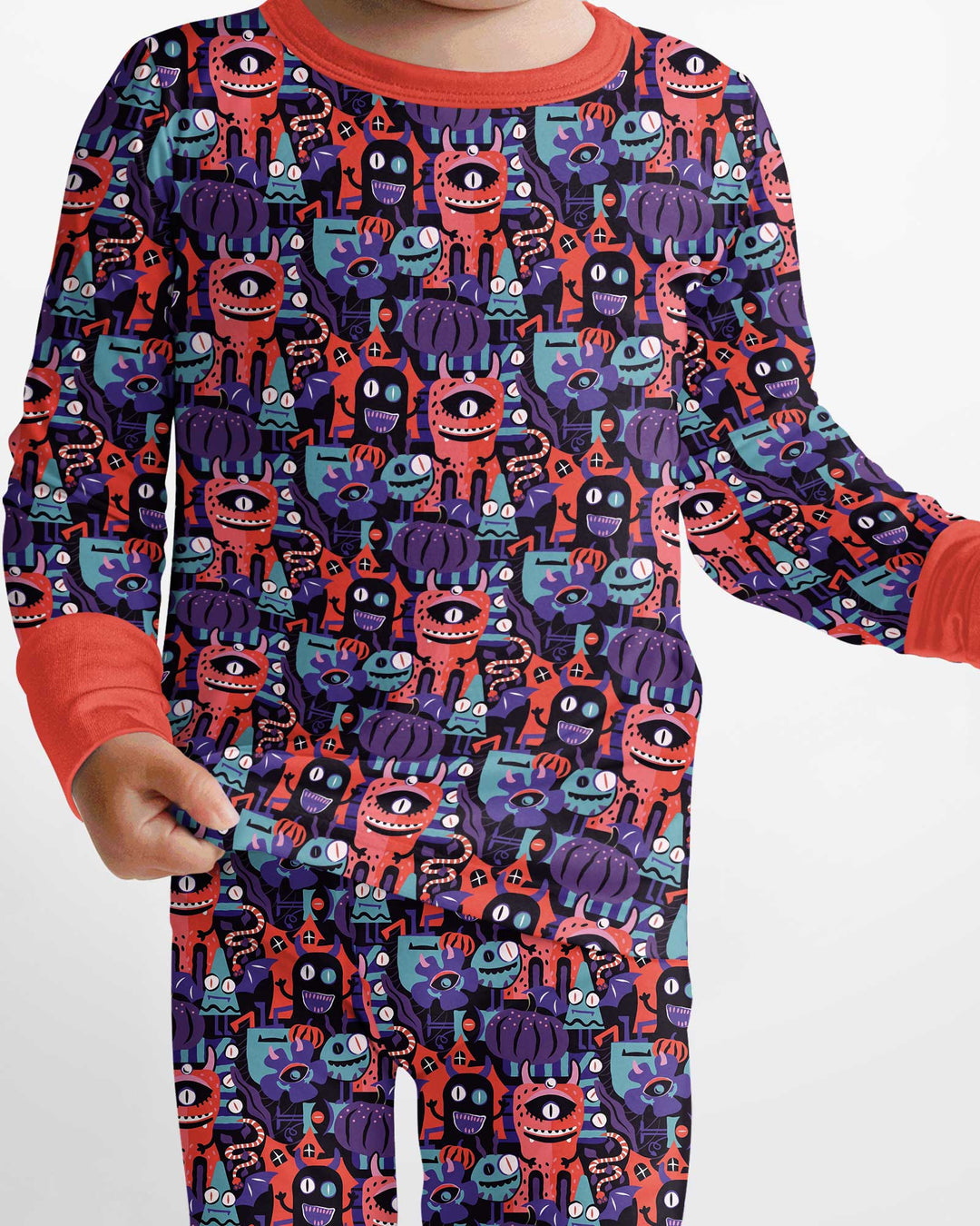 Halloween Multi Eyed Monsters Bamboo Two Piece Long Sleeve Pajama Set