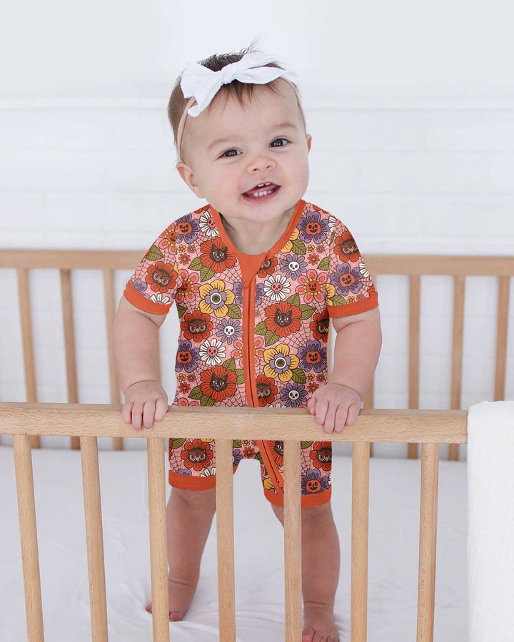 70s Halloween Floral Bamboo Shorty Zippy