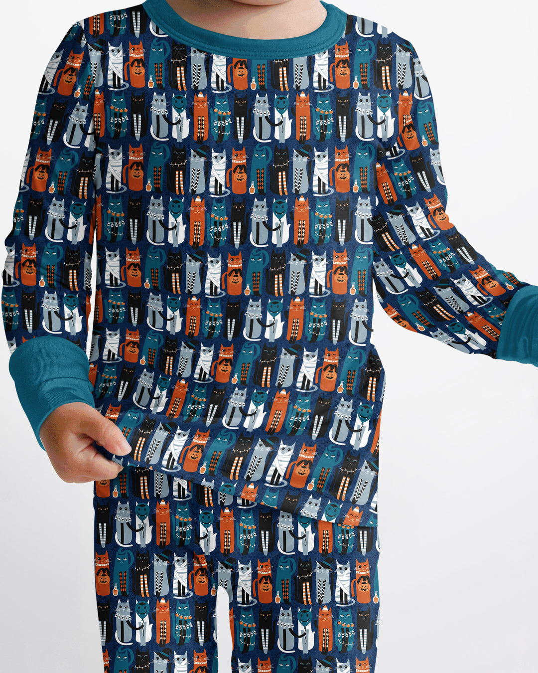 Retro Halloween Cat Bamboo Two Piece Long Sleeve Pajama Set
