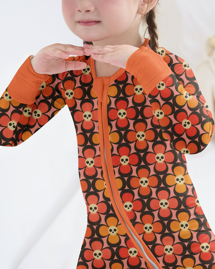 Retro Skull Flower Halloween Bamboo Convertible Zippy
