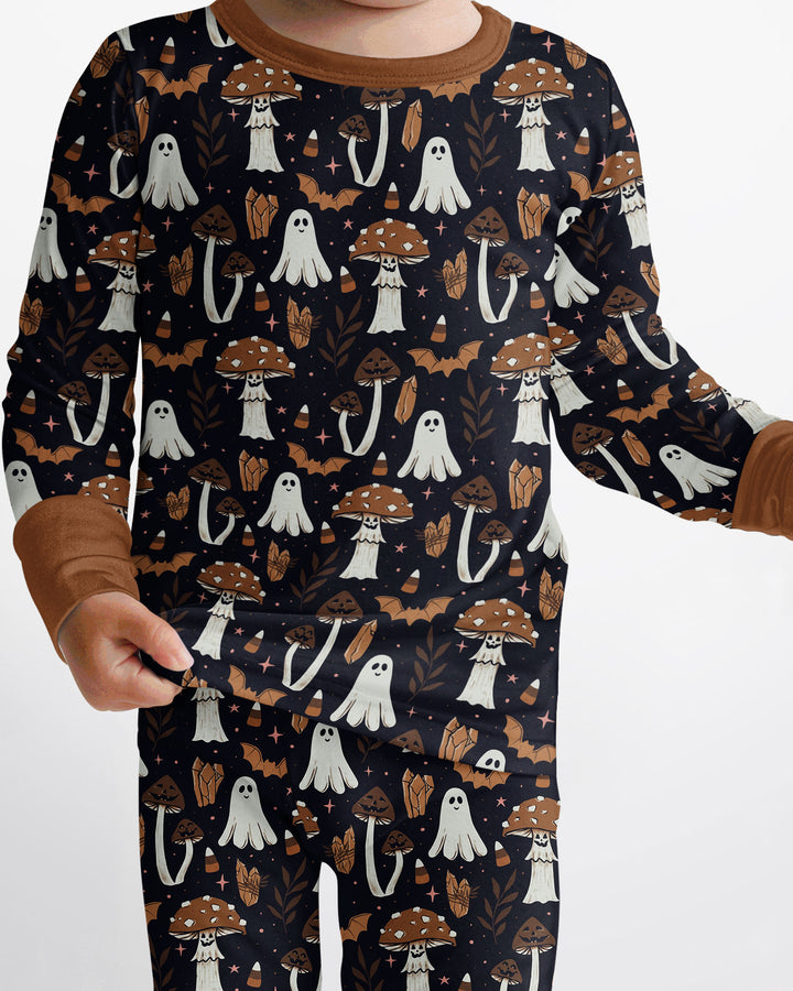 Retro Halloween Whimsy Bamboo Two Piece Long Sleeve Pajama Set