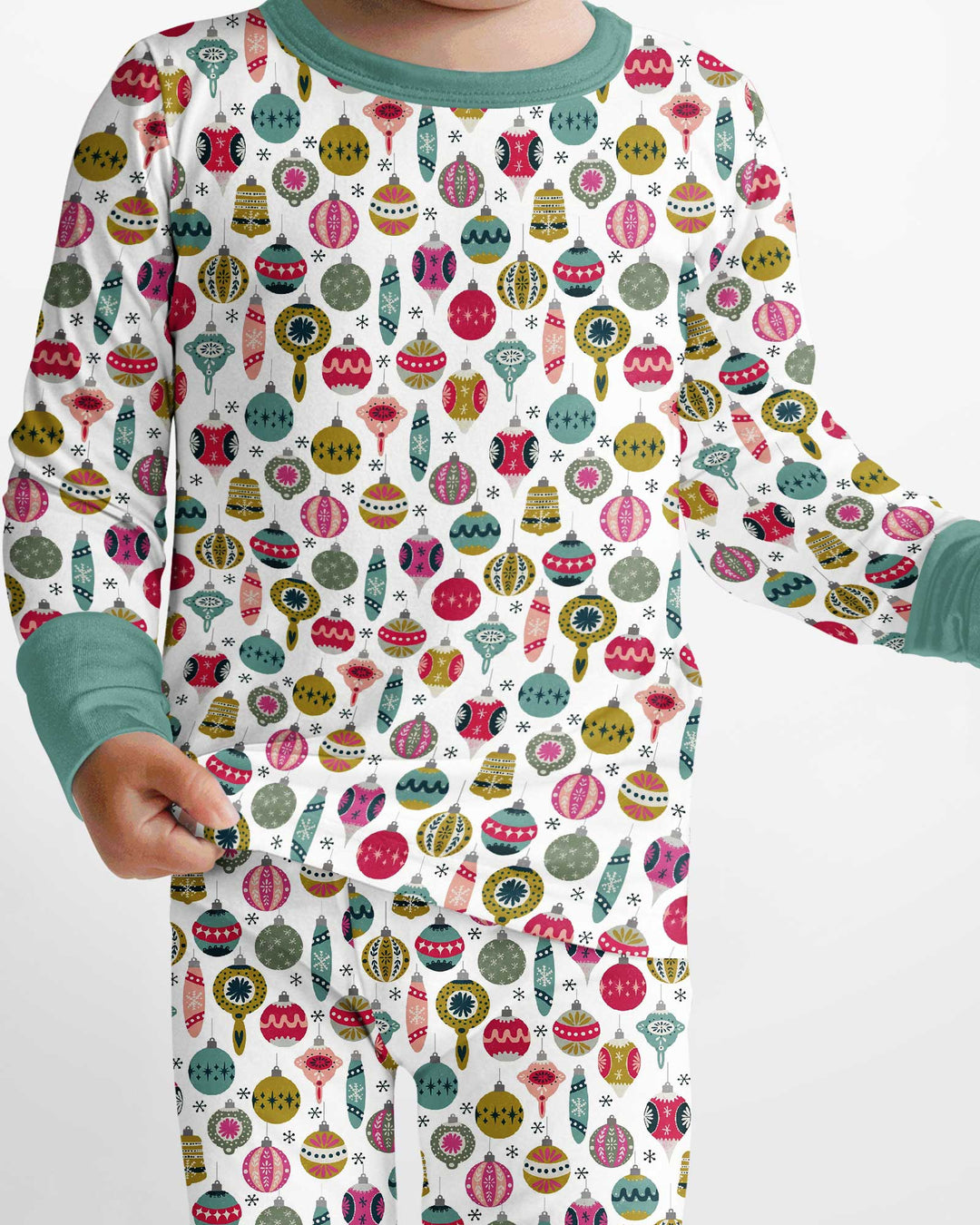 Tiny Christmas Ornaments   Bamboo Two Piece Long Sleeve Pajama Set