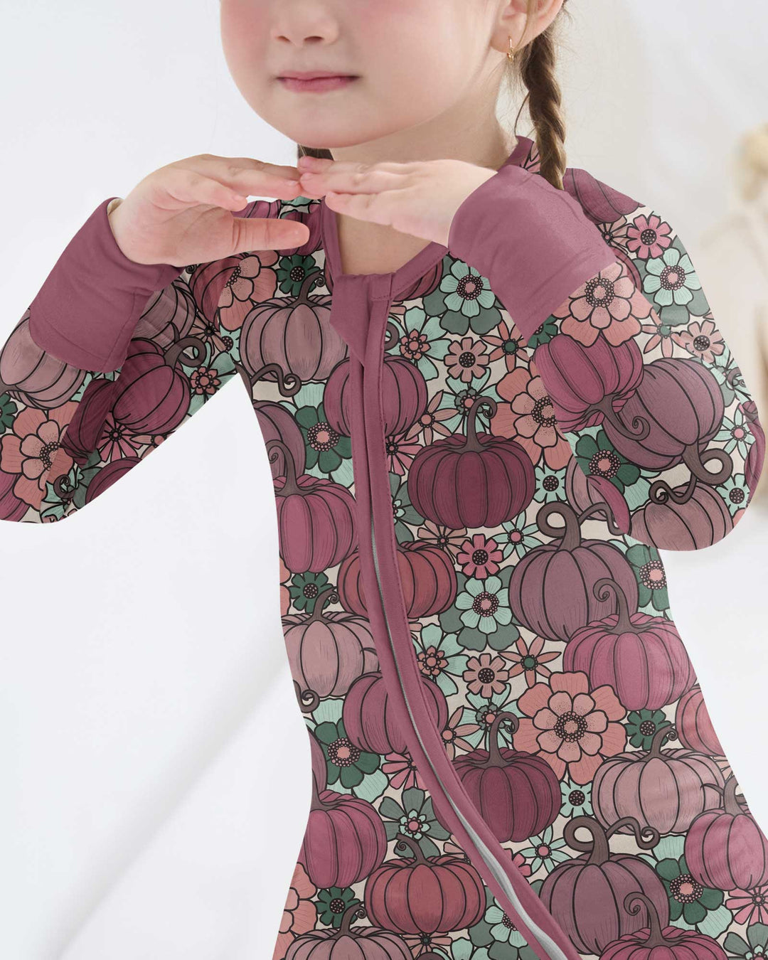 Retro Floral Pumpkin Patch Bamboo Convertible Zippy