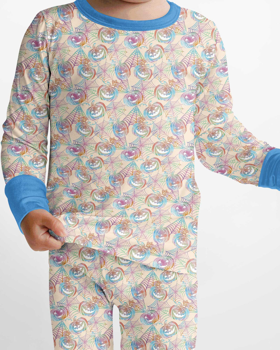 Pastel Halloween Jack O Lanterns Bamboo Two Piece Long Sleeve Pajama Set
