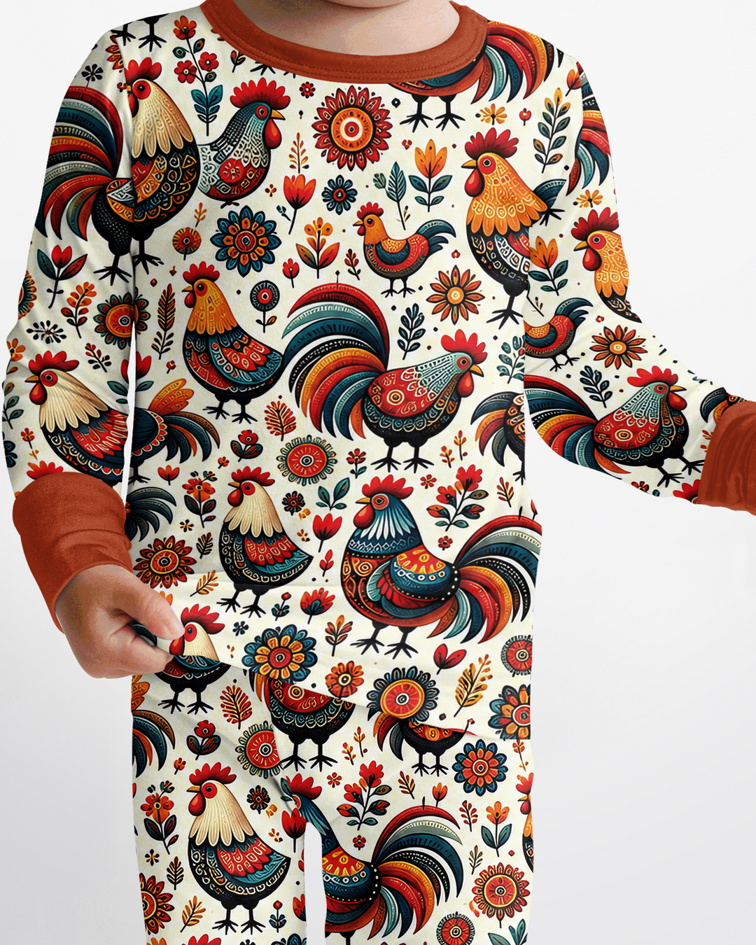 Country Chickens Bamboo Two Piece Long Sleeve Pajama Set