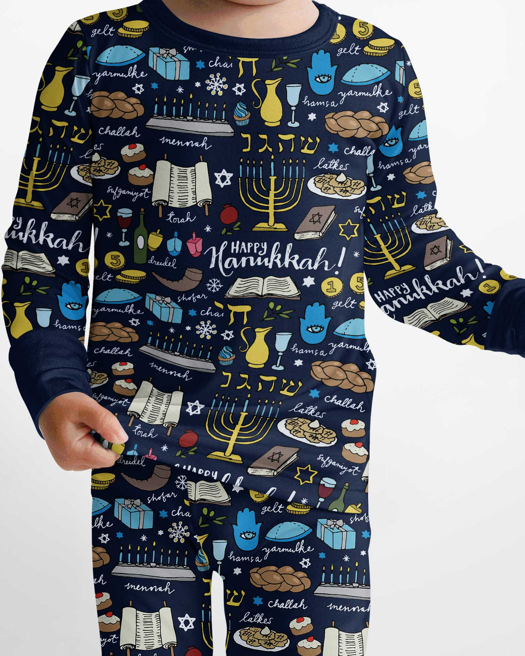 Happy Hanukkah 2026 Bamboo Two Piece Long Sleeve Pajama Set