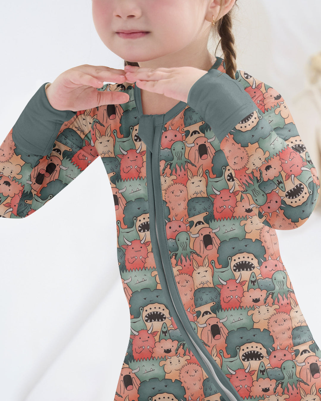 Cute Monster Crowd Bamboo Convertible Zippy
