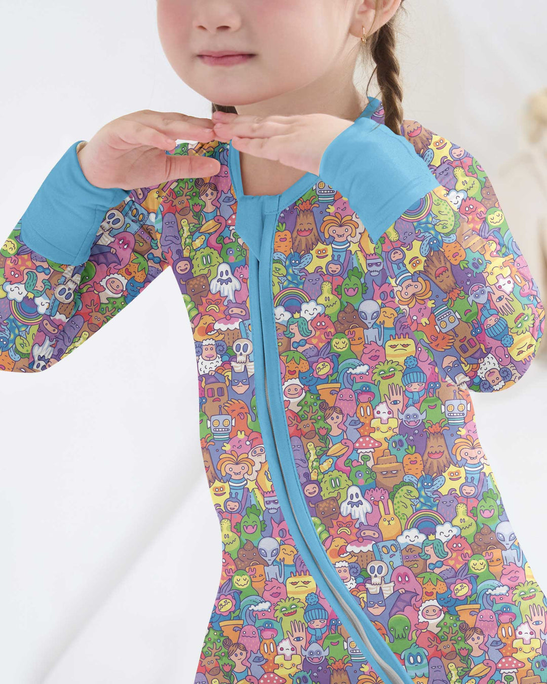 Doodle Characters Pastel Bamboo Convertible Zippy
