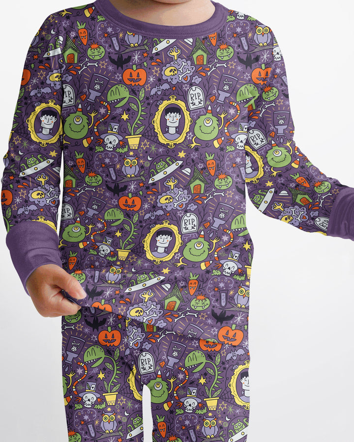 Halloween Monster Fun Bamboo Two Piece Long Sleeve Pajama Set