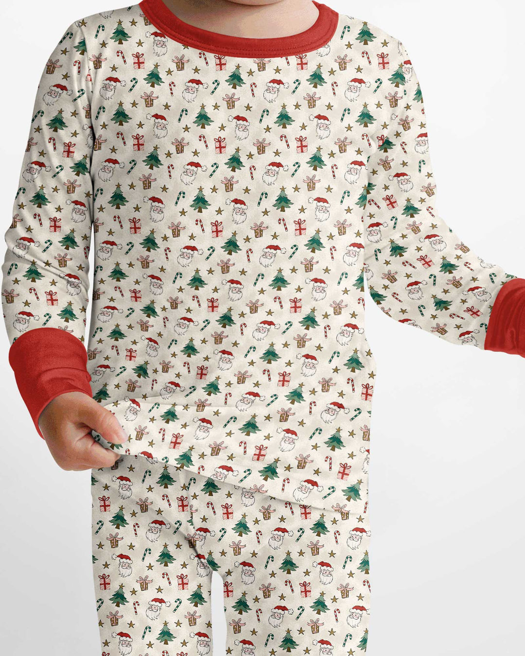 Snowy Santa Bamboo Two Piece Long Sleeve Pajama Set