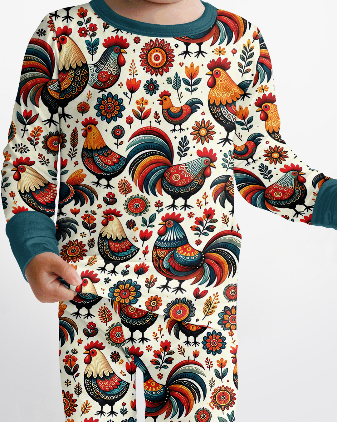 Country Chickens Bamboo Two Piece Long Sleeve Pajama Set