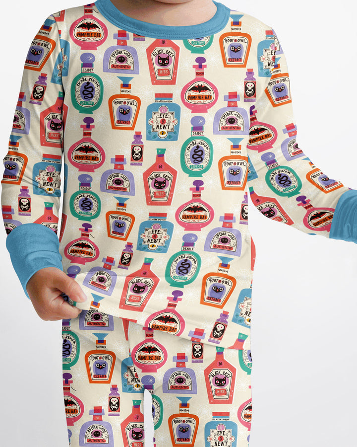 Retro Halloween Potions Bamboo Two Piece Long Sleeve Pajama Set
