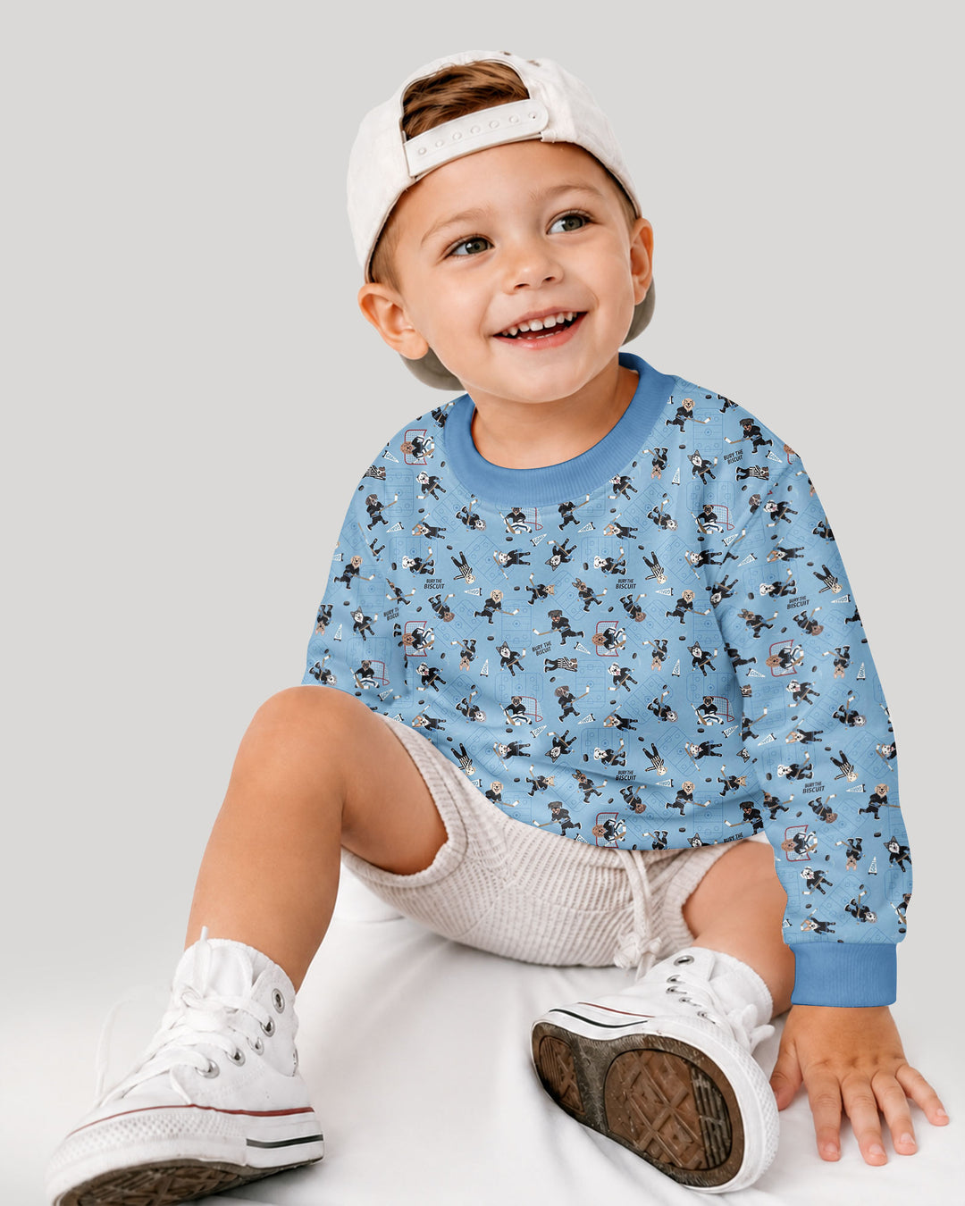 Hockey Dogs - Blue and Black Bamboo Crewneck Sweatshirt