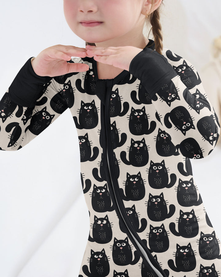 Moody Black Cats in Black and White Bamboo Convertible Zippy