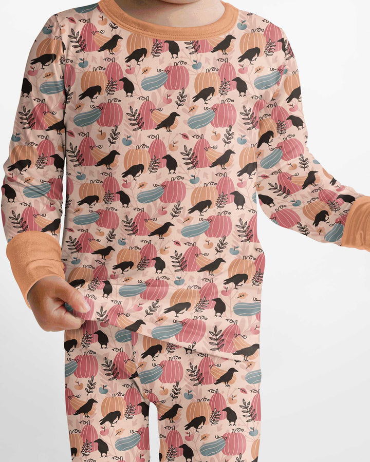Pastel Pumpkin Patch Bamboo Two Piece Long Sleeve Pajama Set