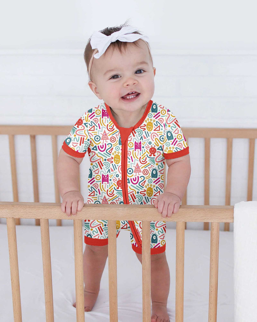 Rainbow Monster Party Bamboo Shorty Zippy