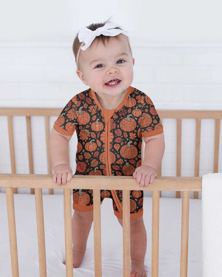 Retro Halloween Pumpkins Bamboo Shorty Zippy